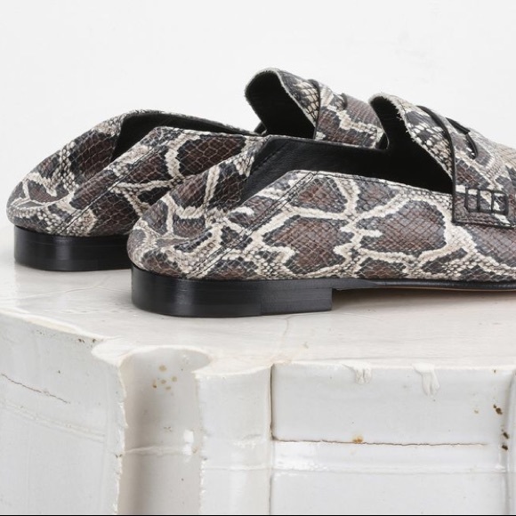 Isabel Marant Fezzy Leather Snakeskin Slip-On Shoes - Picture 3 of 8